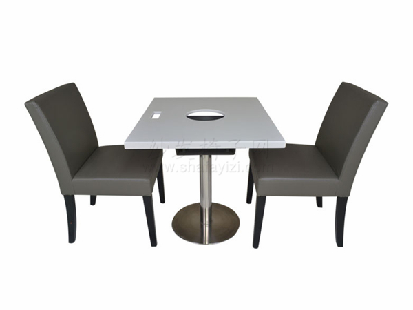 人造石火鍋桌搭配軟包餐椅